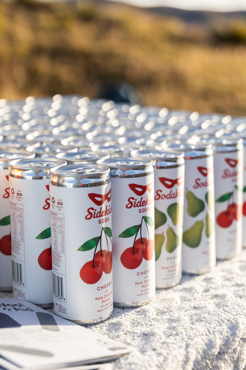 Sidekick Soda drink station part way up Breast Hill as an official event sponsor.